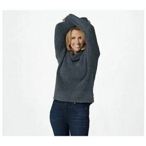 BAREFOOT DREAMS CozyChic Cowl Neck Pullover Sweater Slate Blue 2X NEW